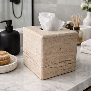 Vintage Travertine Stone Tissue Box Cover - Frenchtex Inc.